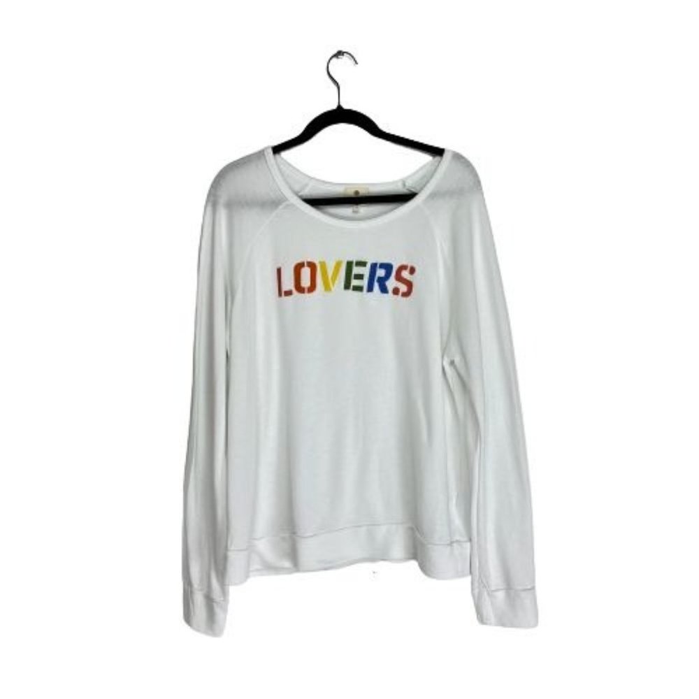 NEW Sundry Lovers Graphic Sweatshirt Crew Neck  White Women's L